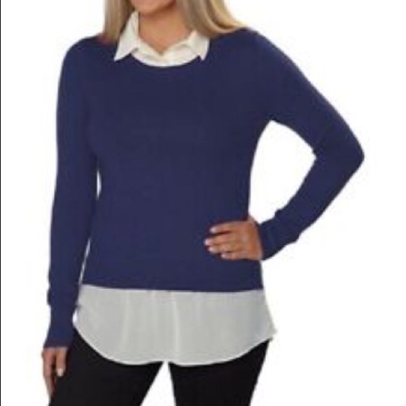 ⭐️ Firm price ⭐️ DKNY Two-fer Blue/white top - Picture 2 of 2